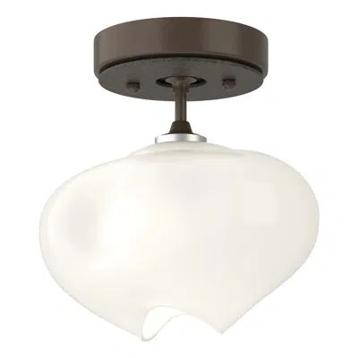 Hubbardton Forge Ume Frosted Glass 1 - Light Semi Flush Mount In Bronze,natural Iron