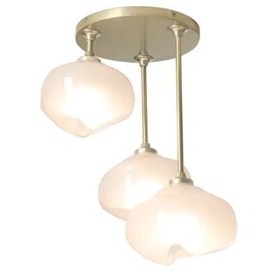 Hubbardton Forge Ume Frosted Glass 3-light Semi Flush Mount In Soft Gold