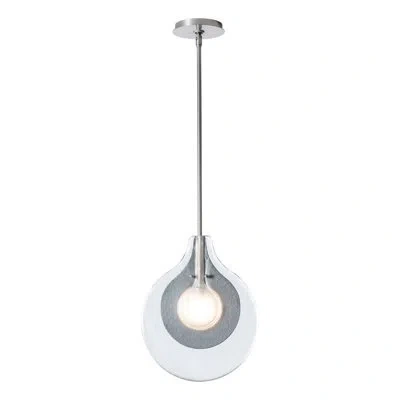 Hubbardton Forge Veneto 1-light Pendant - Clear Glass With Frosted Diffuser Shade In Bronze