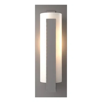 Hubbardton Forge Vertical Bar Fluted Clear Glass 1-bulb Outdoor Flush Mount In Coastal Mahogany
