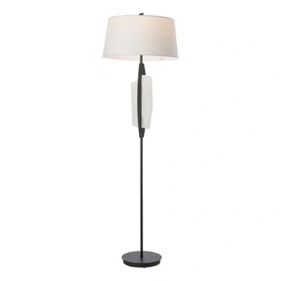Hubbardton Forge Volterra Floor Lamp - Natural Anna Shade In Vintage Platinum