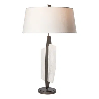 Hubbardton Forge Volterra Table Lamp  - Natural Anna Linen Shade In White