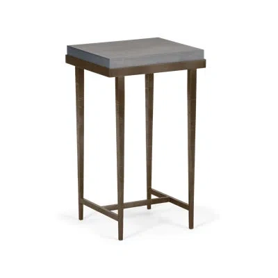 Hubbardton Forge Wick Solid Wood Top Side Table In Bronze,gray Maple