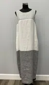 Hubert Gasser Linen Dress With Pockets In White/black In Multi