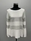 Hubert Gasser Striped Cotton Sweater In White/grey In Multi