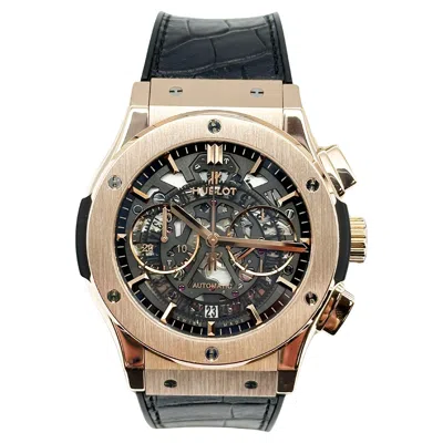 Pre-owned Hublot 525.ox.0180.lr Classic Fusion Aerofusion Chronograph 45mm 18k Rose Gold In Red