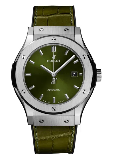 Pre-owned Hublot 542.nx.8970.lr 42mm Classic Fusion Titanium Green