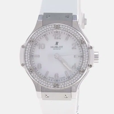 Pre-owned Hublot Big Bang 361.se.2010.rw.1104 Quartz White Diamonds Stainless Steel Women's Wristwatch 38mm