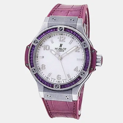 Pre-owned Hublot Big Bang 361.sv.6010.lr.1905 Automatic Mother Of Pearl Stainless Steel Women's Wristwatch 38 Mm In White
