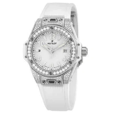 Pre-owned Hublot Big Bang Automatic Diamond White Dial Ladies Watch 485.se.2010.rw.1604