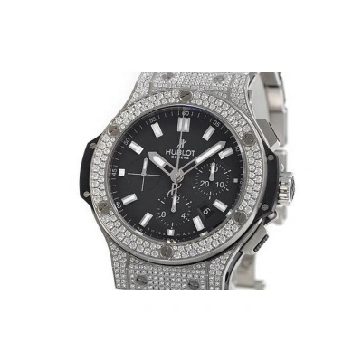 Hublot Big Bang Black Dial Chronograph Stainless Steel Diamond Pave Men's Watch 301sx1170sx2704 In Metallic