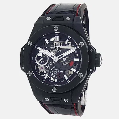 Pre-owned Hublot Big Bang Meca-10 414.ci.123.rx Automatic Skeleton Ceramic Men's Wristwatch 45 Mm In Black