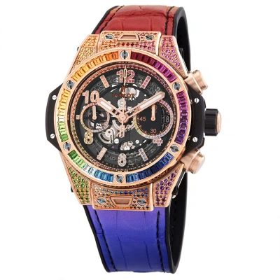 Hublot Big Bang Unico King Gold Rainbow Automatic Men's Watch 441.ox.9910.lr.0999 In Red   / Black / Gold / Gold Tone / Purple / Rainbow / Skeleton