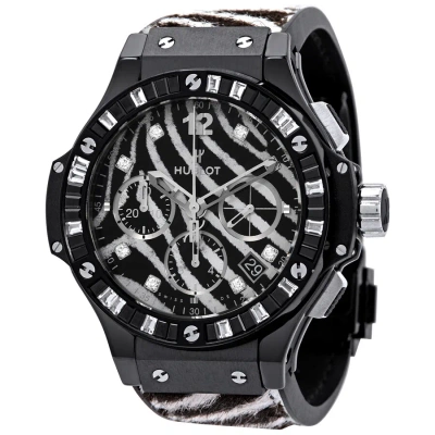 Hublot Big Bang Zebra Diamond Dial Black Ceramic Chronograph Ladies Watch 341cv7517vr1975