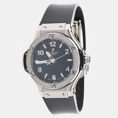 Pre-owned Hublot Black Big Bang 361.sx.1270.rx.1104 Stainless Steel Diamond Quartz Women's Wristwatch 38mm