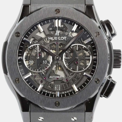 Pre-owned Hublot Black Ceramic Classic Fusion 525.cm.0170.rx Automatic Men's Wristwatch 45 Mm