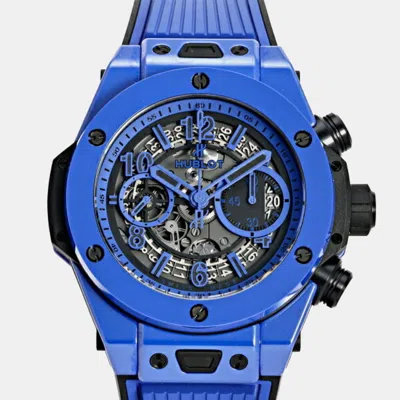 Pre-owned Hublot Blue Ceramic Big Bang 411.es.5119.rx Automatic Men's Wristwatch 45 Mm