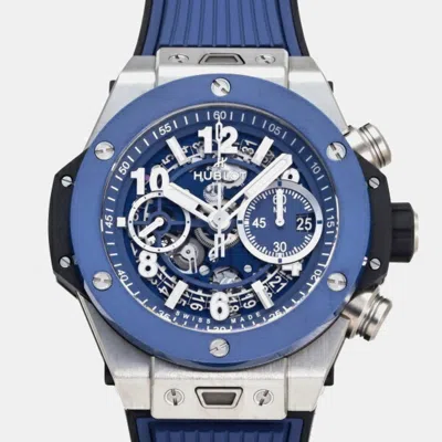 Pre-owned Hublot Blue Ceramic Big Bang Automatic Men's Wristwatch 44 Mm