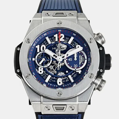 Pre-owned Hublot Blue Titanium Big Bang Automatic Men's Wristwatch 45 Mm