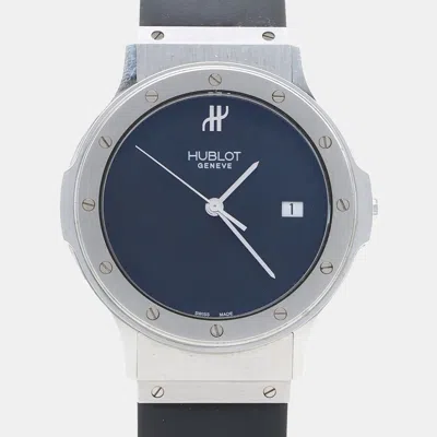 Pre-owned Hublot Classic B1525.1 Quartz Blue Stainless Steel Men's Wristwatch 36mm