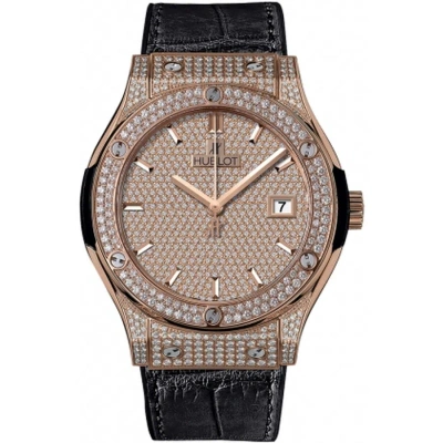 Hublot Classic Fusion 18k King Gold Diamond Automatic Men's Watch 542.ox.9010.lr.1704 In Black
