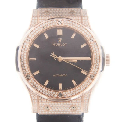 Hublot Classic Fusion 18k Rose Gold Automatic Black Dial Watch 542ox1181rx1704 In Black / Gold / Rose / Rose Gold / Skeleton