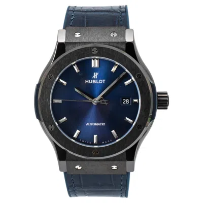 Pre-owned Hublot Classic Fusion 42mm Titanium Blue Dial Black Ceramic Watch