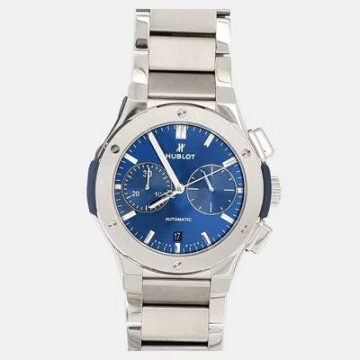 Pre-owned Hublot Classic Fusion 520.nx.7170.nx Automatic Blue Titanium Men's Wristwatch 45 Mm