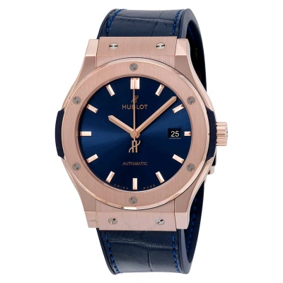 Hublot Classic Fusion Automatic Blue Sunray Dial 18kt Rose Gold Men's Watch 542.ox.7180.lr In Blue / Gold / Rose / Rose Gold / Skeleton