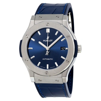 Hublot Classic Fusion Automatic Blue Sunray Dial Titanium Men's Watch 511.nx.7170.lr In Blue / Grey / Skeleton