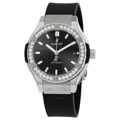 Hublot Classic Fusion Automatic Diamond Black Dial Watch 565.nx.1470.rx.1204 In Black / Grey
