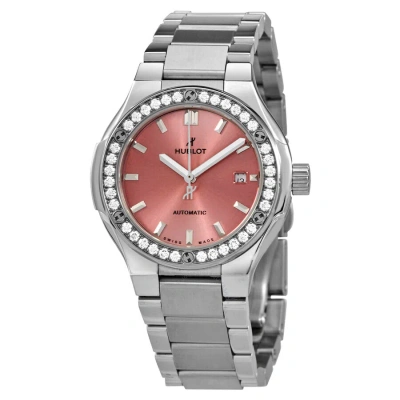 Hublot Classic Fusion Automatic Diamond Pink Dial Ladies Watch 585.nx.891p.nx.1204 In Gray