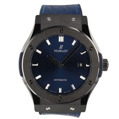 Pre-owned Hublot Classic Fusion Blue Ceramic Automatic 42 Mm Watch 542.cm.7170.lr