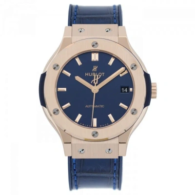 Hublot Classic Fusion Blue Sunray Dial 18k Rose Gold Automatic Men's Watch 565.ox.7180.lr In Blue / Gold / Rose / Rose Gold / Skeleton