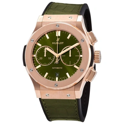Hublot Classic Fusion Chronograph Automatic Green Sunray Dial Men's Watch 521.ox.8980.lr In Black / Gold / Green
