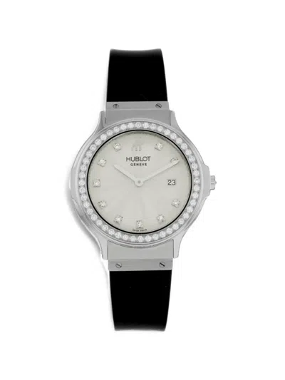 Pre-owned Hublot Classic Fusion Diamond Bezel 32mm Watch In White