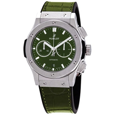 Hublot Classic Fusion Green Sunray Dial Chronograph Automatic Men's Watch 541.nx.8970.lr In Black / Green