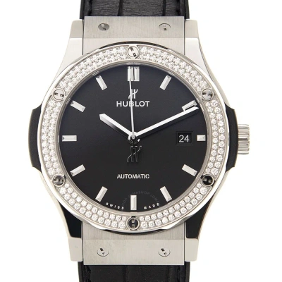 Hublot Classic Fusion Mat Black Dial Automatic Men's Diamond Watch 542.nx.1171.lr.1104 In Black / Grey