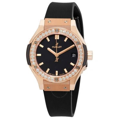 Hublot Classic Fusion Mat Black Dial Ladies 18 Carat Rose Gold Watch 581.ox.1181.rx.1104