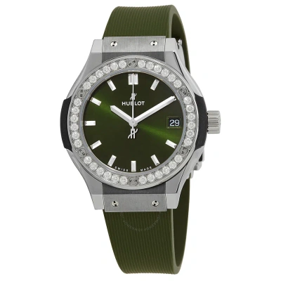 Hublot Classic Fusion Quartz Diamond Green Dial Ladies Watch 581.nx.8970.rx.1104