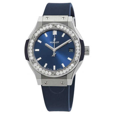 Hublot Classic Fusion Titanium Quartz Diamond Blue Dial Ladies Watch 581.nx.7170.rx.1104
