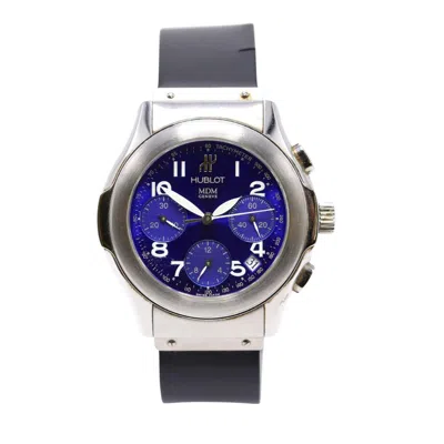 Pre-owned Hublot Elegant Mdm 1810.2 Stainless Steel Blue Dial Automatic Chronograph Watch