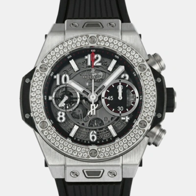 Pre-owned Hublot Grey Titanium Big Bang 441.nx.1170.rx.1104 Automatic Men's Wristwatch 45 Mm