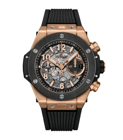 Hublot King Gold Big Bang Chronograph Watch In Black