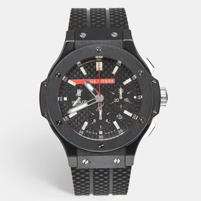 Pre-owned Hublot Luna Rosa Limited Edition Big Bang 301.cm.131.rx.lun06 Black Carbon Fiber Dial Ceramic Titanium Rubb