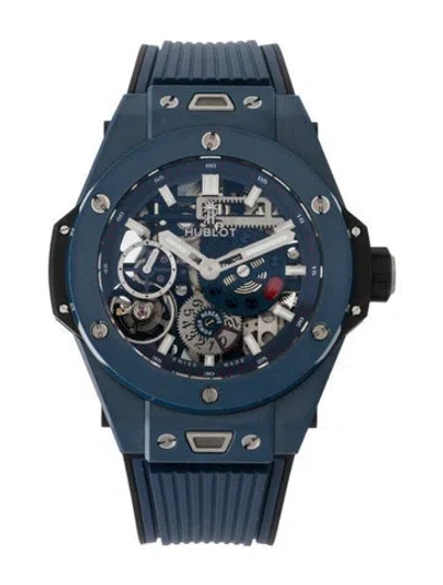 Pre-owned Hublot Meca-10 Ceramic Blue Watch In Multi