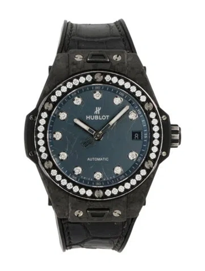 Pre-owned Hublot One Click Frosted Carbon Diamonds Limited Edition Watch In Multi
