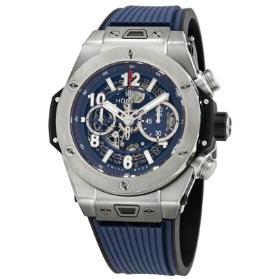 Hublot Big Bang Unico Titanium Flyback Chronograph Automatic Men's Watch 411.nx.5179.rx In Black / Blue / Grey / Skeleton