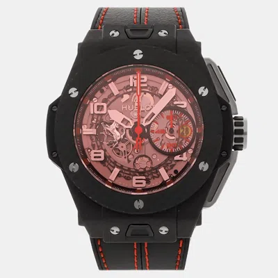 Pre-owned Hublot Red Carbon Fiber Big Bang Ferrari Automatic Men's Wristwatch 45 Mm
