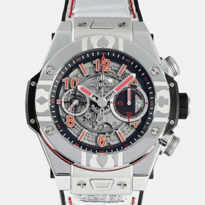Pre-owned Hublot Silver Stainless Steel Big Bang 411.sx.1170.lr.wpt15 Automatic Men's Wristwatch 45 Mm